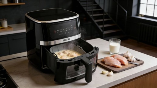 Сочный ужин за 30 минут: курица в сливочном соусе, приготовленная в аэрогриле