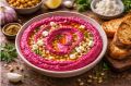 Яркий хумус со свеклой и козьим сыром для незабываемой закуски