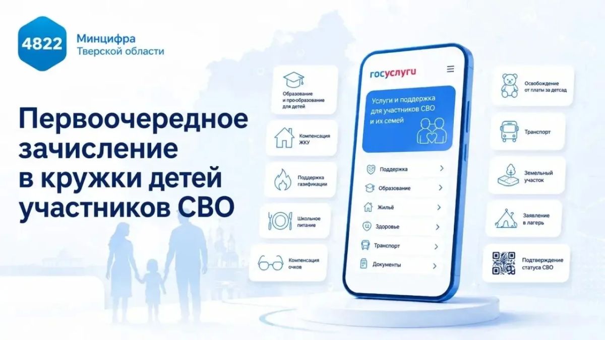 Участники СВО из Тверской области на «Госуслугах» могут подтвердить первоочередное право зачисления ребёнка в учреждения допобразования